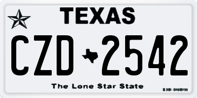 TX license plate CZD2542