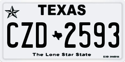 TX license plate CZD2593