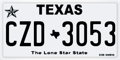 TX license plate CZD3053