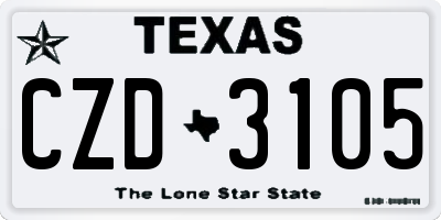 TX license plate CZD3105