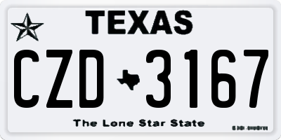 TX license plate CZD3167