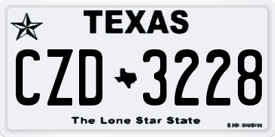 TX license plate CZD3228