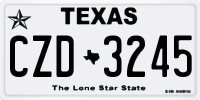 TX license plate CZD3245