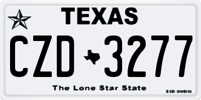 TX license plate CZD3277