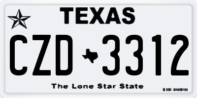 TX license plate CZD3312