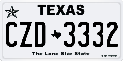 TX license plate CZD3332