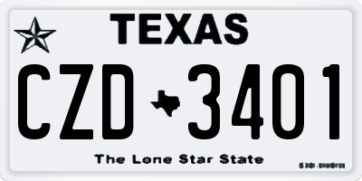 TX license plate CZD3401