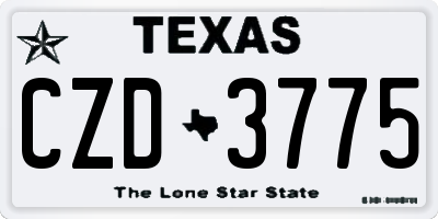TX license plate CZD3775