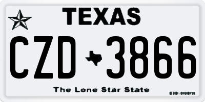 TX license plate CZD3866