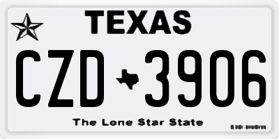 TX license plate CZD3906