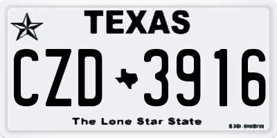 TX license plate CZD3916