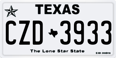 TX license plate CZD3933