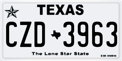 TX license plate CZD3963