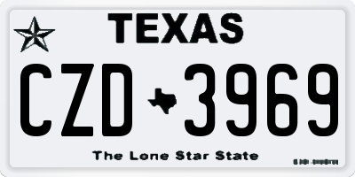 TX license plate CZD3969