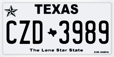 TX license plate CZD3989