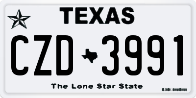 TX license plate CZD3991