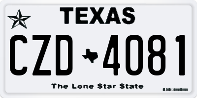 TX license plate CZD4081