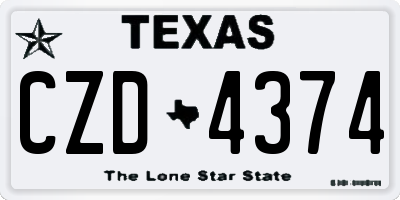 TX license plate CZD4374
