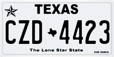 TX license plate CZD4423
