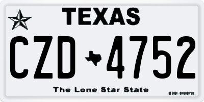 TX license plate CZD4752