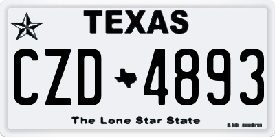 TX license plate CZD4893