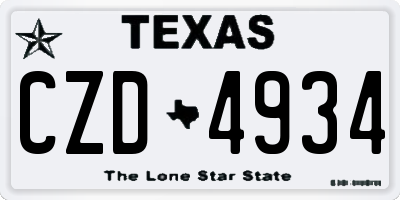 TX license plate CZD4934
