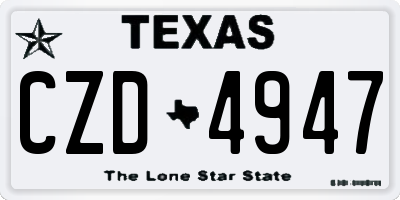 TX license plate CZD4947