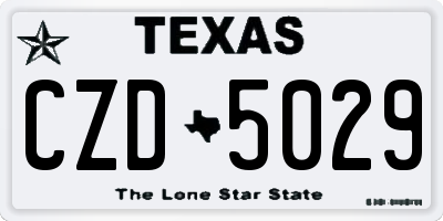 TX license plate CZD5029