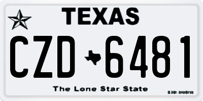 TX license plate CZD6481