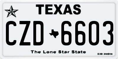 TX license plate CZD6603