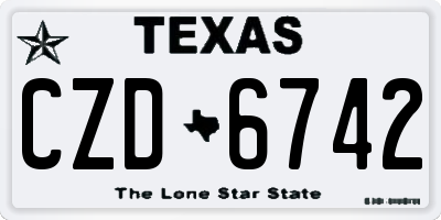 TX license plate CZD6742