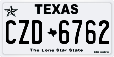 TX license plate CZD6762