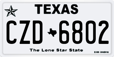 TX license plate CZD6802