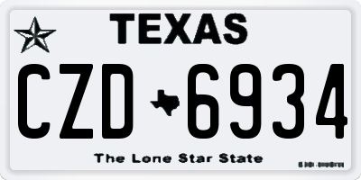 TX license plate CZD6934