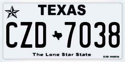 TX license plate CZD7038