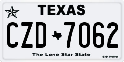 TX license plate CZD7062