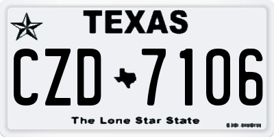 TX license plate CZD7106
