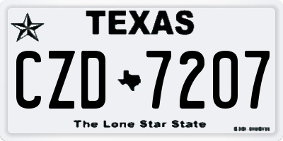 TX license plate CZD7207