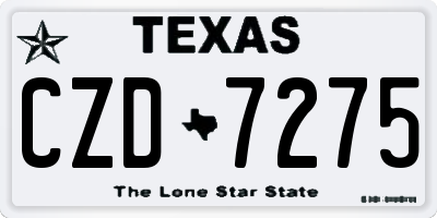 TX license plate CZD7275