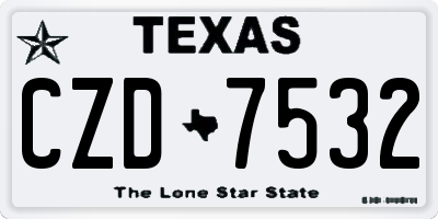 TX license plate CZD7532