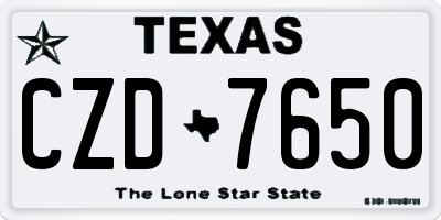 TX license plate CZD7650
