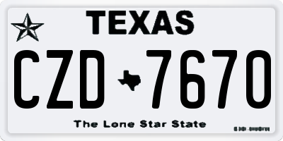 TX license plate CZD7670
