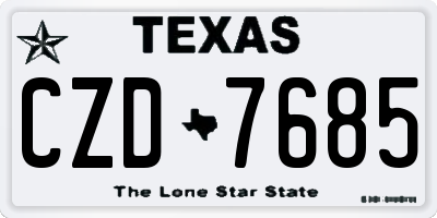 TX license plate CZD7685