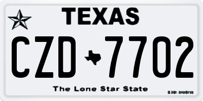 TX license plate CZD7702