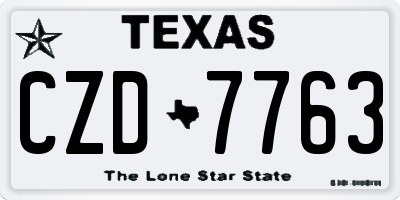 TX license plate CZD7763