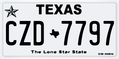 TX license plate CZD7797