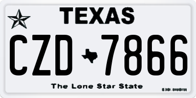 TX license plate CZD7866