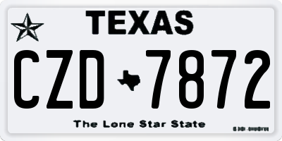 TX license plate CZD7872