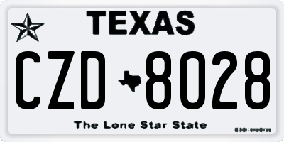 TX license plate CZD8028