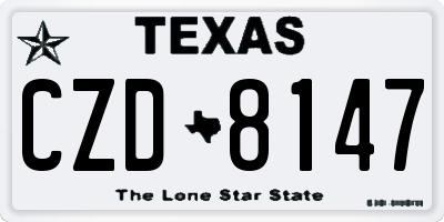 TX license plate CZD8147